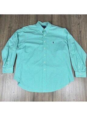 Polo Ralph Lauren Men's XXL Green/White Checkered Button Down Long Sleeve Shirt